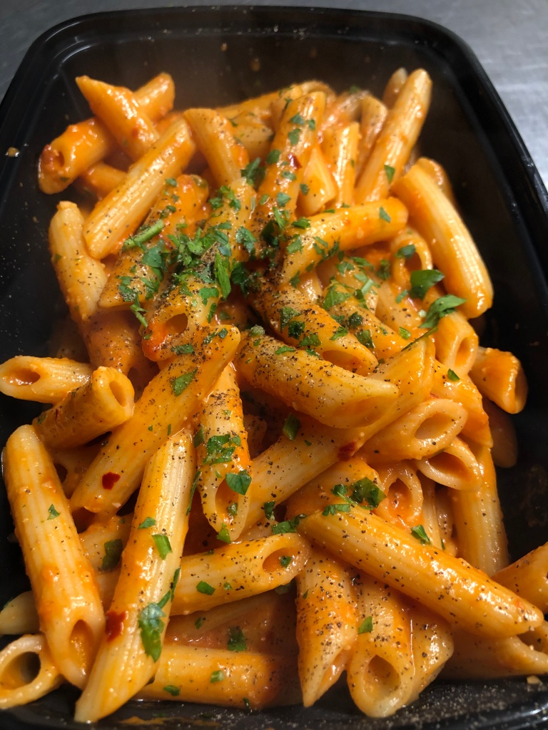 Penne Arabbiata with chillie and garlic in tomato sauce £7.75